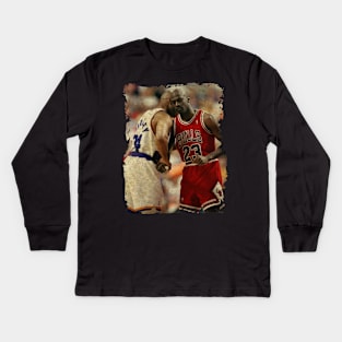 Charles Barkley #34 vs Michael Jordan #23 Kids Long Sleeve T-Shirt